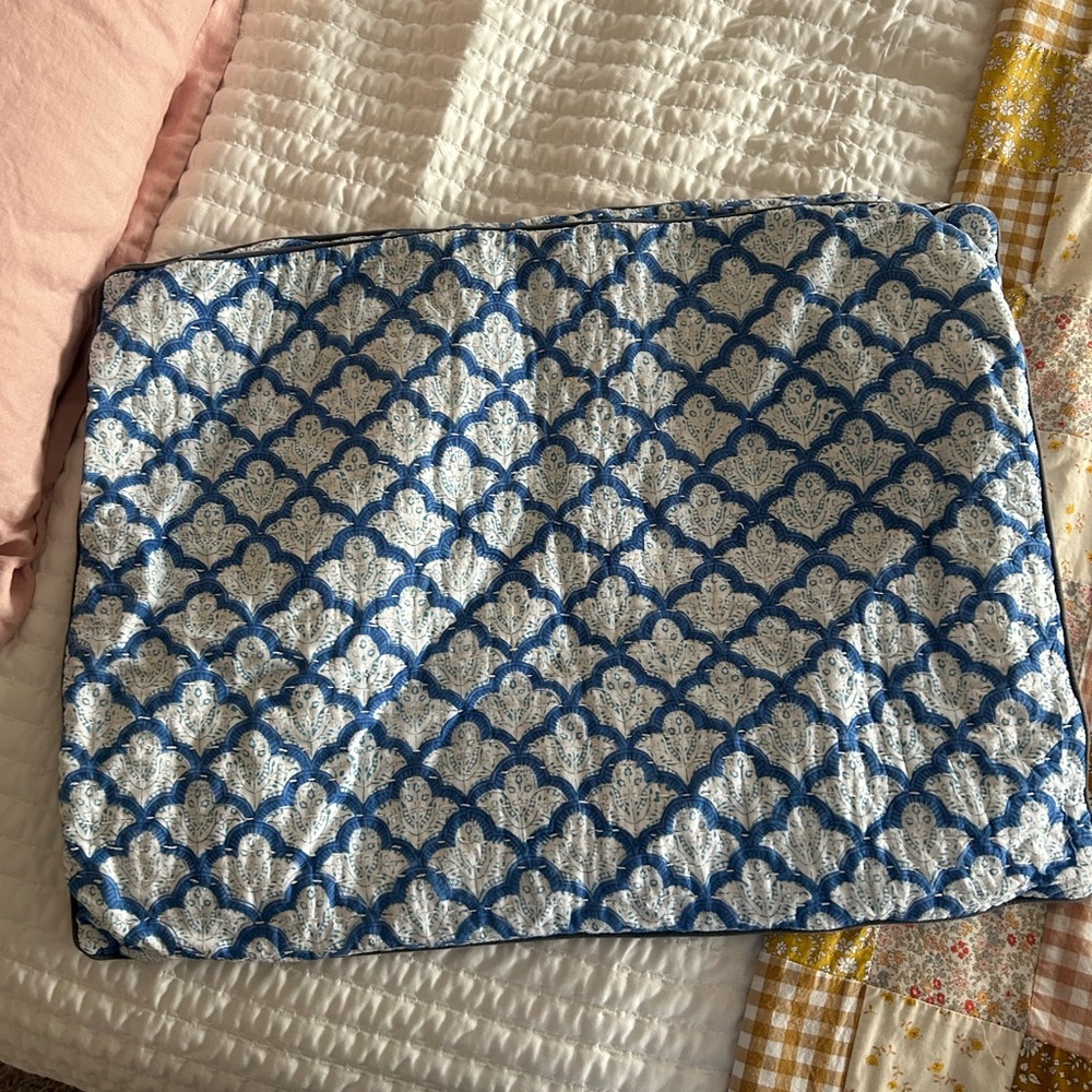 Roller Rabbit Blue and White Quilted Pillowcase Cover